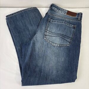 EXPRESS Mens Jeans Relaxed Straight Leg‎ Blue Wash Denim Cotton 38x30 (36x28)